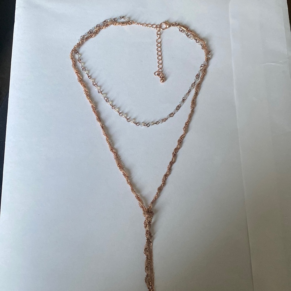 Free people light pink and blue charm necklace